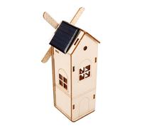 Toyvian 1Set Unfinished Wooden Solar Powered Windmill Science Project DIY Assemble for Fun Parent Activity Safe Material for Creative Learning and Outdoor Decoration