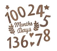 Toyvian 1set Wooden Numbers Photo Props for Birth Announcement Retro Dark Discs for Shower and Birthday Celebrations