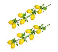Toyvian 2 Bunches Simulation Lemon Garland Veggie Lemons Yellow Decorative Faux Fruit Garland Citrus Outdoor Fake Fruit Green