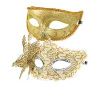 Toyvian 2 Pcs Couple Masquerade Masks Vintage Design Party Masks for Adults Reusable for Halloween Weddings Carnival Events Elegant Glitter Finish