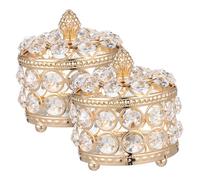 Toyvian 2 Pcs Crystal Mirrored Jewelry Storage Boxes with Shiny Crystals Delicate Keepsake Holders for Rings Earrings Necklaces Small Decorative Organizer for Dresser Bathroom Table