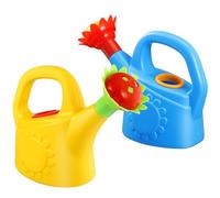 Toyvian 2 Pcs Kids Watering Can - Plastic Toddler Garden Tools & Bath Toys, Versatile Small Watering Can for Beach, Sand Play, and Indoor Plants - Fun Sprinkler Design (Assorted Colors)