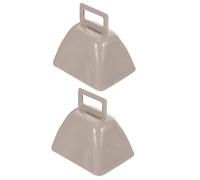 Toyvian 2 Pcs Loud Square Hanging Bells for Cattle and Sheep Lightweight Durable Metal Farm Bells with Crisp Sound Elegant Grey White Finish for Animal Neck Wear