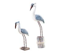 Toyvian 2 Pcs Lovely Wooden Seagull Ornaments Desktop Decor Coastal Home Adornment Gift for Living Office Tabletop Decoration
