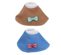 Toyvian 2 Pcs Parrot Protective Neck Collars Anti-pecking Ring for Budgies Cockatiels with Butterfly Bow, Medium Size, Blue and Brown Random Color
