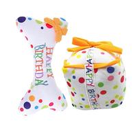 Toyvian 2 Pcs Squeaky Plush Dog Chew for Dogs Interactive Teeth Cleaning Birthday Bone for Puppies and Pets Soft Sound for Anxiety Relief and Training
