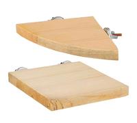 Toyvian 2 Pcs Timber Bird Platform Perches with Flat Surface and Extra Stands, Khaki Colour, Suitable for Small Parrots and Cockatiels, Bird Cage Accessory for Parakeet Play and Rest