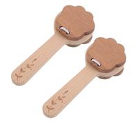 Toyvian 2 Pcs Wooden Paw Shape Castanet Clappers with Long Handle Solid Wood Hand Noise Maker Musical Instrument for Music Education Montessori Percussion Rhythm Party Noisemakers Bulk