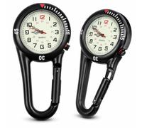 Toyvian 2 Pieces Clip on Quartz Watches: Digital Pocket Watch Backpack Fob Glow in The Dark Carabiner Watch for Men and Women Nurses Outdoor Activities NK