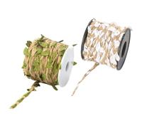 Toyvian 2 Rolls Natural Hemp Rope with Artificial Leaves DIY Rattan Leaf Twine for Crafting Flexible Jute String Wrapping for Home Decor Party Scenes and Holiday Decorations Each Green