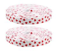 Toyvian 2 Rolls Valentine’s Day Red Heart Ribbon 10 Yards Each, DIY Craft Ribbon for Bouquet Wrapping, Present Decoration, Floral and Wrapping Supplies