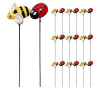 Toyvian 2 Set Bee and Ladybug Garden Stakes Resin Lawn Decorations Outdoor with Eye-catching Colours Easy Installation for Yard Porch Outdoor Garden Decor Decor Colourful