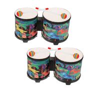 Toyvian 2 Sets Bongos Percussion Instruments Linked Floor Drum Hand Clapping Drums for Rhythm Training Music Skill Development