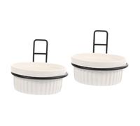 Toyvian 2 Sets Ceramic Hanging Pet Feeder Bowl with Rack Removable Wall Mounted Food Holder for Dogs and Cats Durable Tip Pet Feeding Station