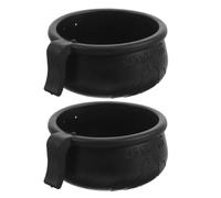 Toyvian 2 Sets Chicken Feeding Cup Poultry Feeding Bowl Easy to Use Save Space Rubber Black Farm for Quail and Pigeon Suitable for Friends Or Family Who Have Chicken and Pigeons