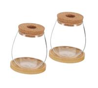 Toyvian 2 Sets Hydroponic Plant Propagation Station Borosilicate Glass Vases with Bamboo Stands for Indoor Herb Growing Water Rooting Display Creative Arrangement for Home Decor