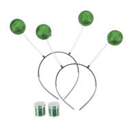 Toyvian 2 Sets Martian Antennas Headbands with Glitter Ball Boppers Lightweight Comfortable Costume Accessories for Masquerade Parties Women Green