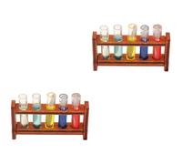 Toyvian 2 Sets Miniature Colored Test Tubes with Wooden Rack for Dollhouse Science Experiments Home Decor and Miniature Landscaping Scenes Compact Lightweight Simulation Laboratory Props