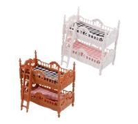 Toyvian 2 Sets Miniature Dollhouse Bunk Beds with Mattresses and Ladder Realistic Dollhouse Bedroom Furniture for Creative Role Play Spatial Planning and Interactive Storytelling
