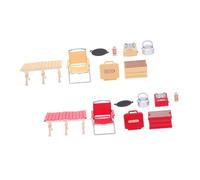 Toyvian 2 Sets Miniature Dollhouse Camping Barbecue Kit with Folding Chair and Gas Stove Dollhouse Accessories for Creative Role-playing Compact and Portable Pretend Play Furniture Set