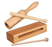 Toyvian 2 Sets of Single Tone Wooden Percussion Instruments Beech Wood Rhythm Blocks with Mallets for Educational Music Play and School Activities