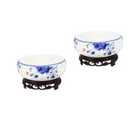 Toyvian 2 Sets Personality Daffodil Planter Ceramic Hydroponic Flower Pot Chinese Style Indoor Decoration Non Hole Design for Home Office Small