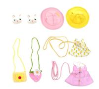 Toyvian 2 Sets Rabbit Harness and Clothes Cute Cotton Bunny Suit and Leash Set with Lovely Hat Bag Rabbit Decoration Comfortable Soft Convenient Wearing Small Pet Cartoon Style