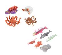 Toyvian 2 Sets Realistic Octopus and Salmon Life Cycle Figurines Educational Animal Growth Cycle Models for Detailed Miniature Sea Creatures for Biology Learning and Science Teaching Aid