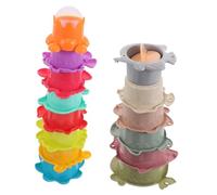 Toyvian 2 sets Stacking Cups for Fun Fish and Animal Shaped Early Education for Interactive Learning Fine Motor Skills Development for Bath and Beach Play