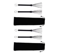 Toyvian 2 Sets Stainless Steel Drum Wire Brushes for Snare Jazz Drums Heavy Duty Retractable Steel Wire Drumsticks Professional Percussion Equipment with Protective Storage Bag