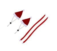 Toyvian 2 Sets Warm Christmas Pet Hat and Long Scarf Comfortable Skin Friendly Red Holiday Costume Accessories for Animals with Decorative Festive Design