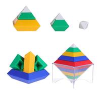 Toyvian 2 Sets Wooden Block Fine Motor Stem Toy Block Pyramid Stacking s Pyramid Wedgits s Color Cognition Brain Babies s Plastic 3d To Stack