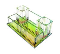 Toyvian 2-slot Microphone Stand Crystal Desktop Mic Holder Rack Multi-functional Tabletop Microphone Support for Home and Office Use