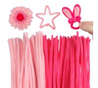 Toyvian 200 Pcs Pink Pipe Cleaners for Crafts Flowers Twisting Rod Bulk 8mm Thick 12 Inch Long, Pipecleaners Chenille Stems Fuzzy Sticks Wire Tiges Chenilles for Kids Craft Supplies