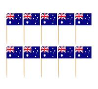 Toyvian 200pcs Australian Flag Toothpick Picks Mini Cocktail Picks Dessert Cupcake Toppers Party Food Decorations for Festivals and Events