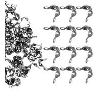 Toyvian 200pcs Black Iron Crimp End Caps Double Hole Bead Tips Knot Covers for Jewelry Making DIY Bracelet Accessories 4x7mm Small Size for Beading Thread Craft