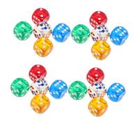 Toyvian 20pcs Acrylic Rounded Corner Dice Set Translucent Colored Dotted Dice for Board Games Classroom Math Teaching Party Entertainment Bulk Game for Learning and Probability Activities