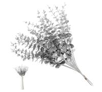 Toyvian 20pcs Artificial Eucalyptus Stems Faux Foliage Branches Silver Plastic Leaves Lifelike Holiday Planter Filler Wedding Year Decor Vase Arrangement