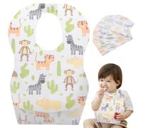 Toyvian 20PCS Disposable Waterproof Bib Individual Wrapped Travel Bibs Portable Paper Bibs for Travel, Feeding Bibadjustable Tape Dining Bibs for Baby Newborn Infant (Random Pattern)