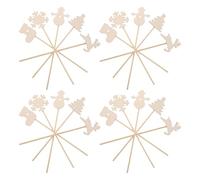 Toyvian 20pcs DIY Wooden Fairy Wands for Christmas Festival Craft Sticks with Star Snowman Reindeer Designs Unfinished Painting for Art Cosplay Party and Holiday Activities