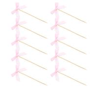 Toyvian 20pcs Fabric Bowknot Cake Picks Multi-functional Fruit and Dessert Toothpicks for Party Cake Decoration Birthday Cupcake Toppers Easy to Use and Charming Design