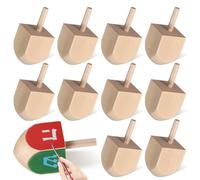 Toyvian 20pcs Handmade Wooden Dreidels for Hanukkah - Unfinished Traditional Spinning Tops with Handles 4.15cm Height - DIY Craft Dreidel Set and Adults Holiday Decorations