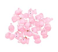 Toyvian 20pcs Luminous Mini Resin Bunny Figurines with Night Glow Functionality, Pink Cartoon Easter Bunny Decorations for Desktop and Bedroom, Adorable Miniature Decor Accents