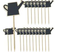 Toyvian 20pcs Mini Chalkboard Signs with Stand Wooden Small Blackboard Message Boards for Plant Pots and Celebrations Easy to Write on Smooth Surface Kettle Shape