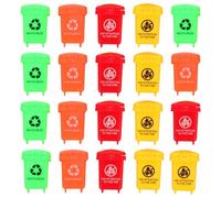 Toyvian 20pcs Mini Trash Can - Mini Toy Garbage Can - Small Desktop Storage Bin with Lids for Trash Party Favor Garbage Truck Birthday Decoration
