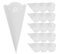 Toyvian 20PCS White Hollow Paper Cones Confetti Holders for Wedding Party Decoration Biodegradable Craft Petal Cones DIY Table Decor Vintage Style Celebration Accessory