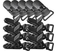 Toyvian 20pcs Windproof Tent Tarp Clips Adjustable Plastic Fasteners | Black Reusable Hardware, Inverted Tooth Grip with Hole Design, for Sailors Campers Beach Shade Setup