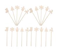 Toyvian 20pcs Wooden Princess Fairy Wands for Christmas Craft Painting DIY Party Favors with Santa Snowman Tree Stocking Reindeer Designs Safe Sticks for Holiday Dress Up and Creative Play