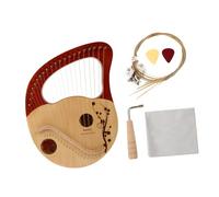 Toyvian 21-string Portable Lyre Harp Wooden Ancient Style Musical Instrument Small Metal String Harp Suitable for Beginners and Music Lovers in Classic Retro Design