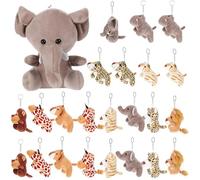 Toyvian 24packs Stuffed Animals Mini Cute Plush Keychain Bulks for Valentines Easter Party Favors, Small Animals Keyrings for Bag Decor, Goody Bags Filler
